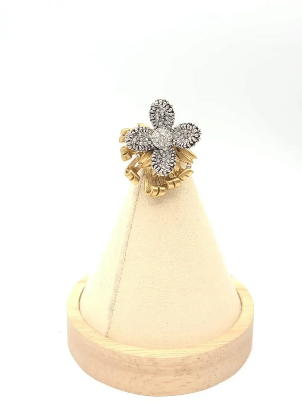 J Crew Gold Tone Pave Crystal Ring size 7